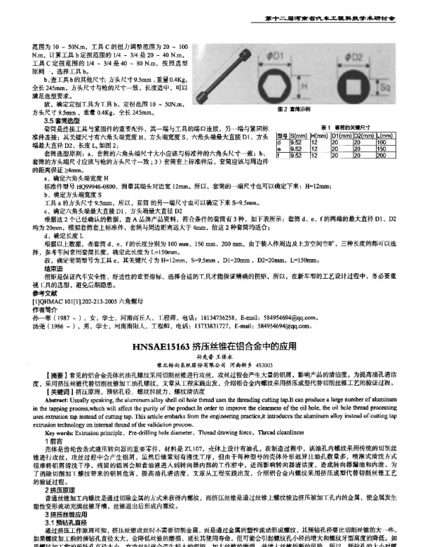 挤压丝锥在铝合金中的应用