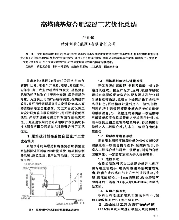 高塔硝基复合肥装置工艺优化总结