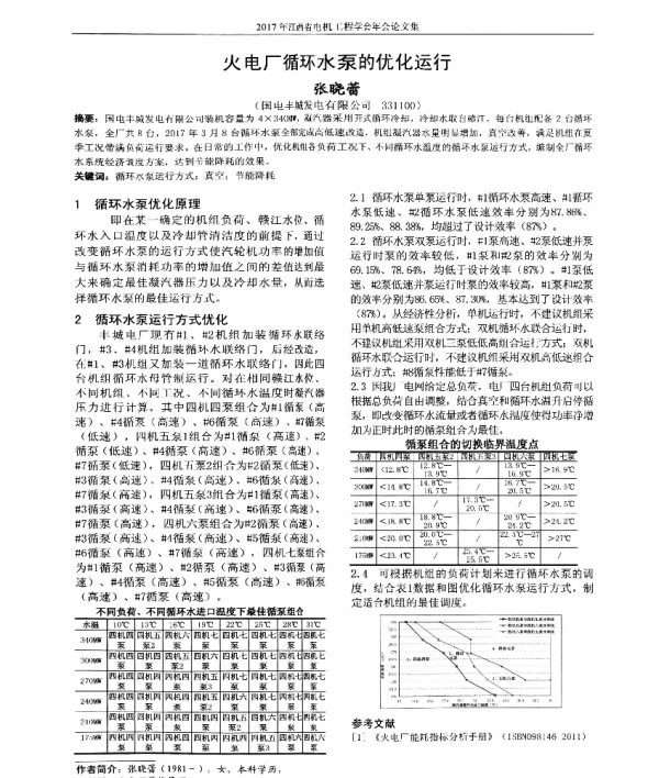 火电厂循环水泵的优化运行