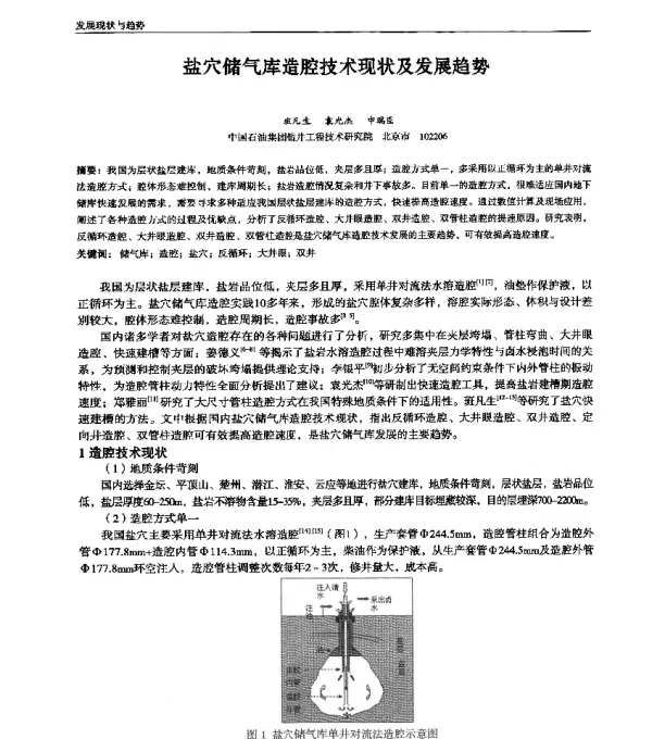 盐穴储气库造腔技术现状及发展趋势