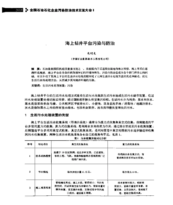 海上钻井平台污染与防治