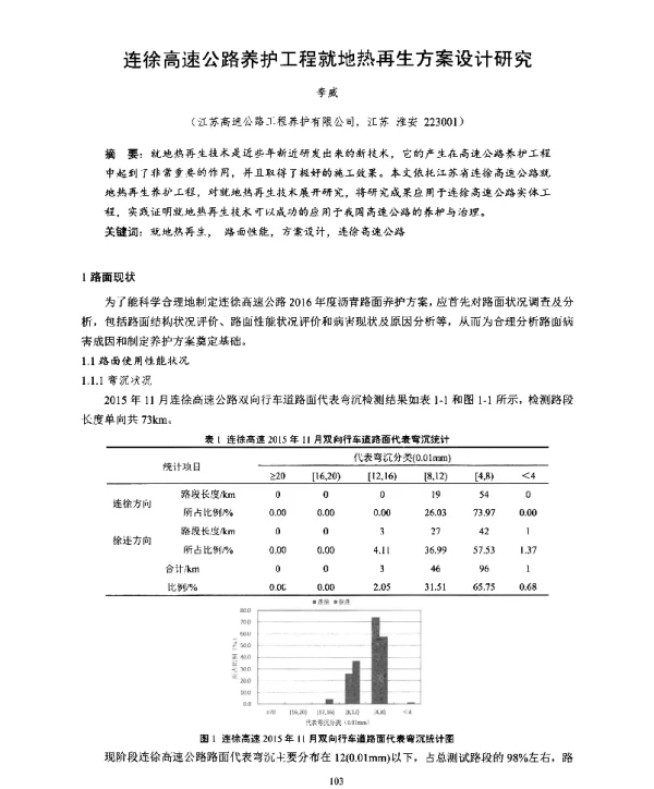 连徐高速公路养护工程就地热再生方案设计研究