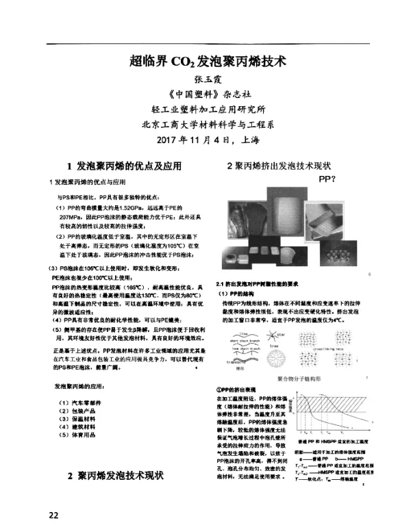超临界CO2发泡聚丙烯技术