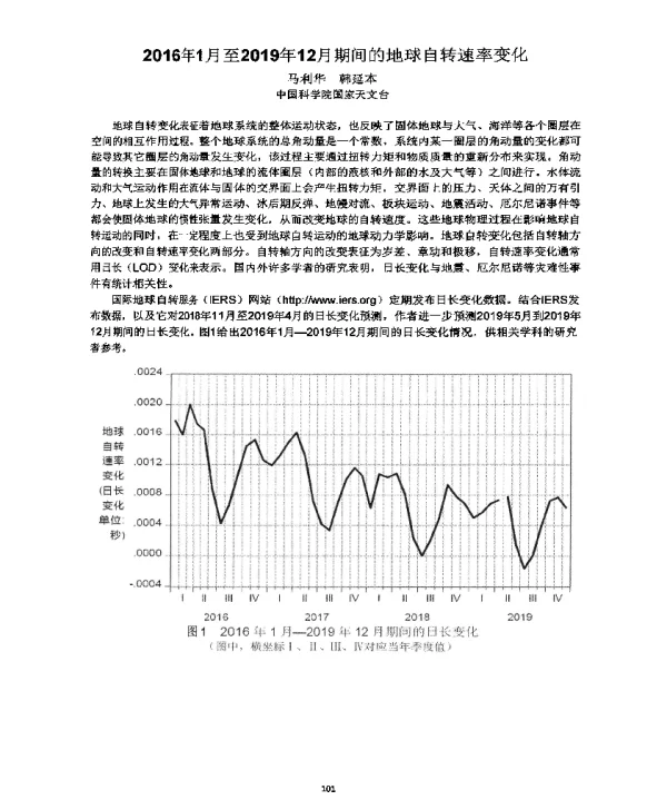 2016年1月至2019年12月期间的地球自转速率变化