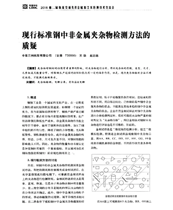 现行标准钢中非金属夹杂物检测方法的质疑