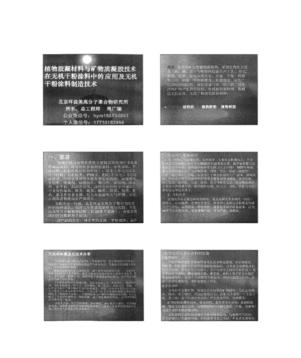 植物胶凝材料与矿物质凝胶技术在无机干粉涂料中的应用及无机干粉涂料制造技术