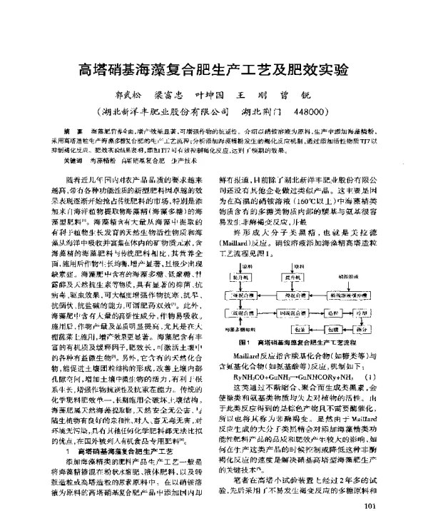 高塔硝基海藻复合肥生产工艺及肥效实验