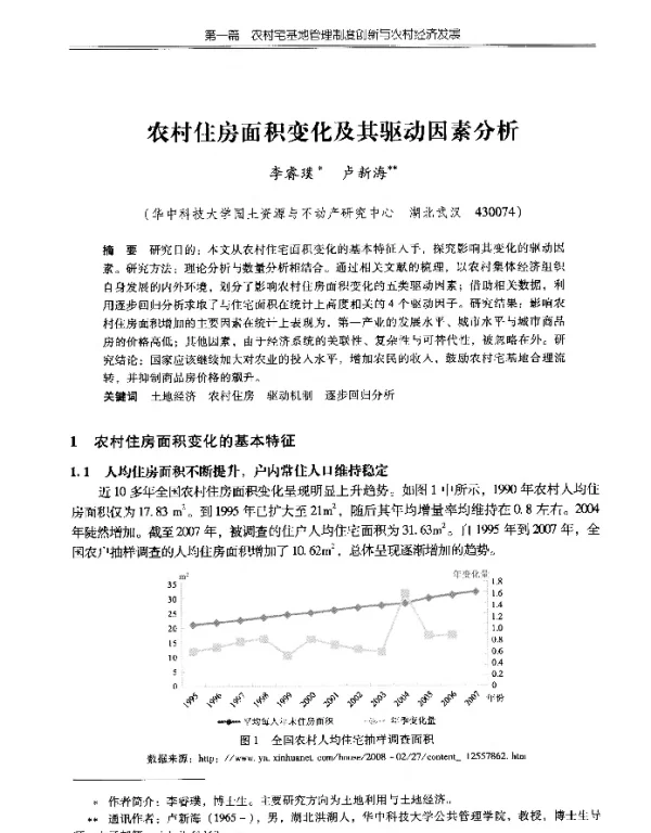 农村住房面积变化及其驱动因素分析