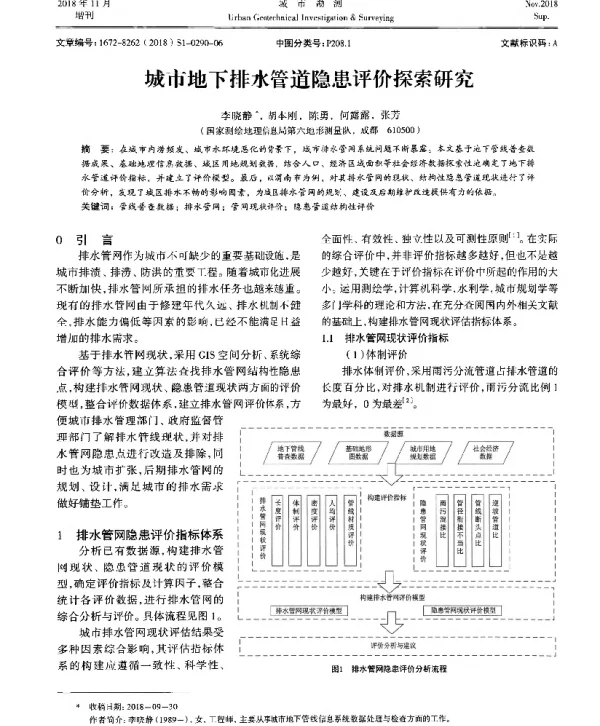 城市地下排水管道隐患评价探索研究