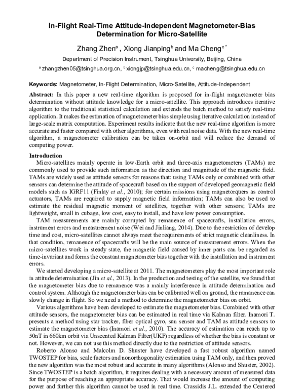 In-FlightReal-TimeAttitude-IndependentMagnetometer-BiasDeterminationforMicro-Satellite