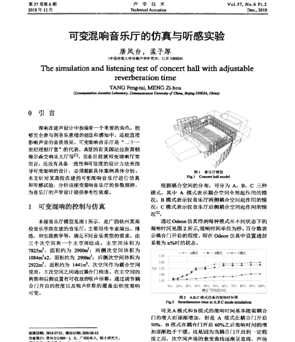 可变混响音乐厅的仿真与听感实验