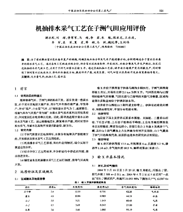 机抽排水采气工艺在子洲气田应用评价