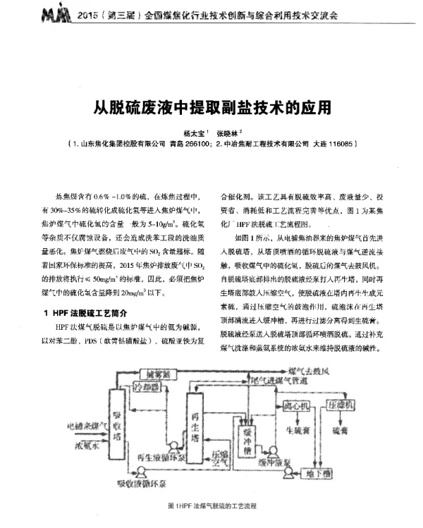 从脱硫废液中提取副盐技术的应用