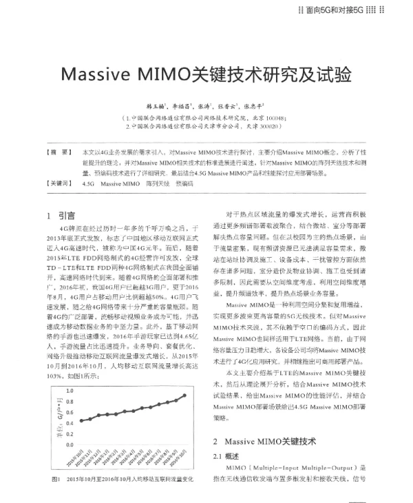 MassiveMIMO关键技术研究及试验
