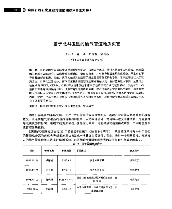 基于北斗卫星的输气管道地质灾害