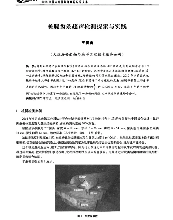 桩腿齿条超声检测探索与实践
