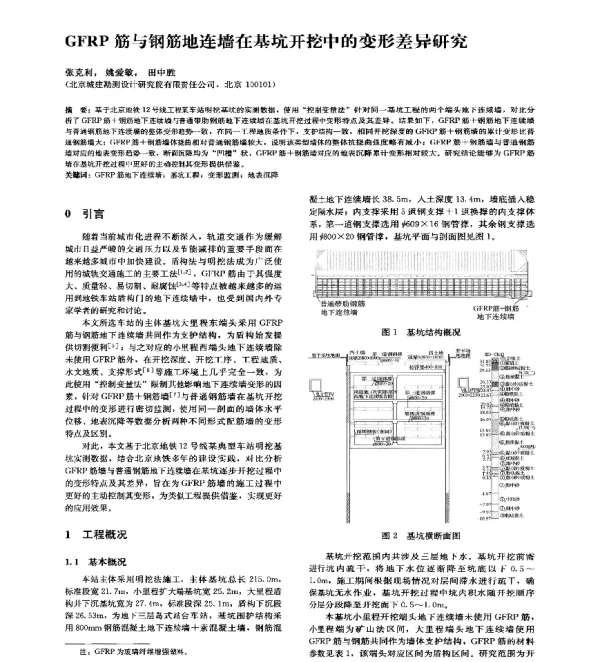 GFRP筋与钢筋地连墙在基坑开挖中的变形差异研究