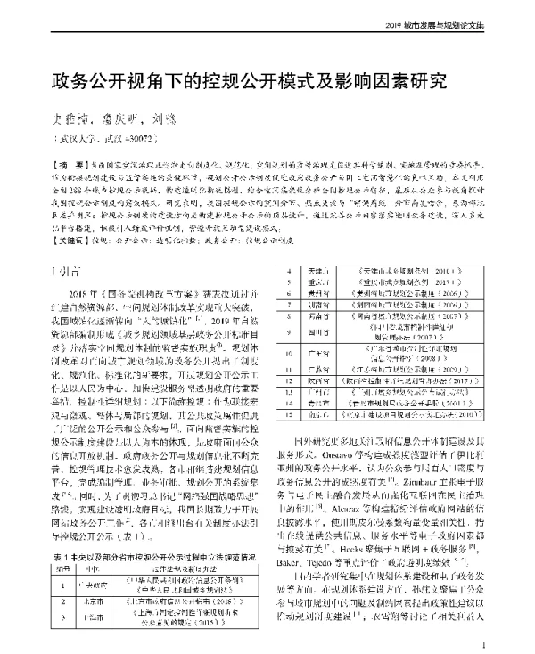 政务公开视角下的控规公开模式及影响因素研究